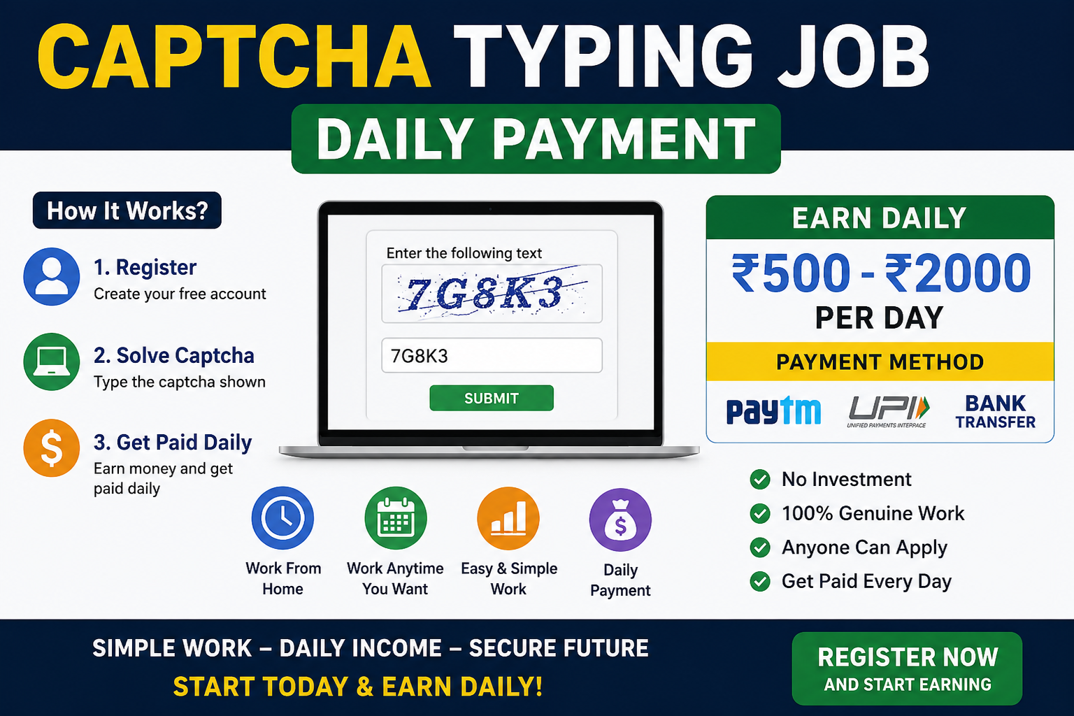 Captcha Typing Job Daily Payment
